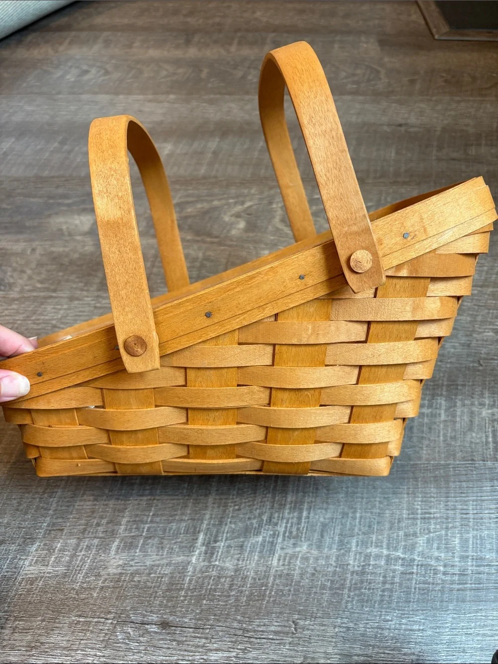 Longaberger Medium Vegetable Basket w/ Protector Handles Vintage